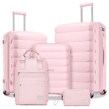 Luggage Sets 5 Pieces, Suitcase Set with Wheels, Suitcases for Women - color: Light Pink-5pcs, style: 5 Piece Set (Backpack)