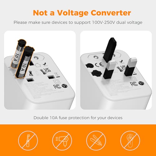 TESSAN Universal Travel Adapter, International Power Adapter - color: Grey-20W