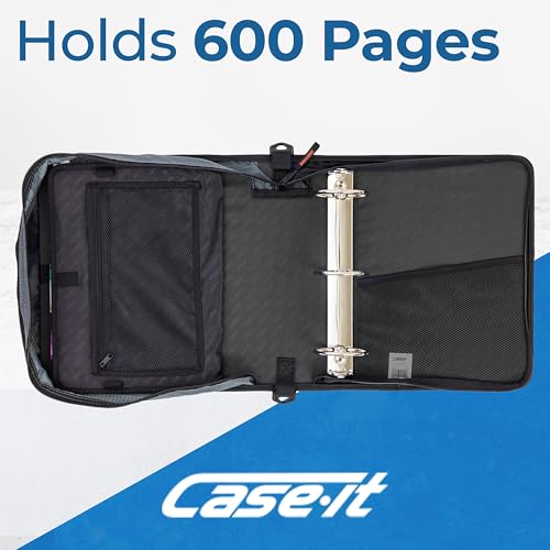 Case-it School Zipper Binder | 3-Inch O-Rings | 600-Sheet | D-146 Jet Black - color: A Jet Black, size: 6 Pack