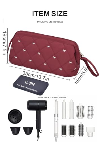 TeeYee Hair Tools 다이슨 에어랩 퀼트 세면도구 가방용 여행 가방 - color: 와인보우