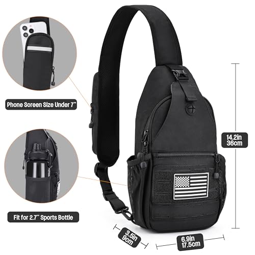 DEYACE Mens Sling Bag, Water-Resistant Large Shoulder Bag Small Single Strap Backpack Cross body Bag for Men