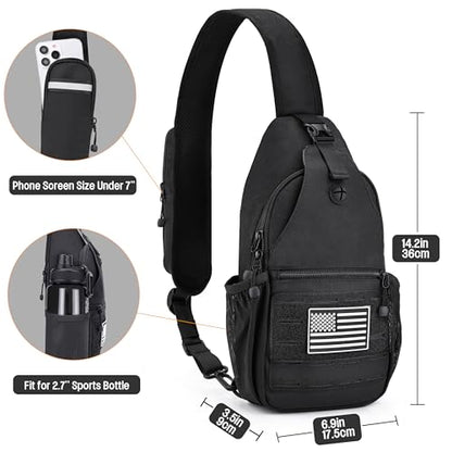 DEYACE Mens Sling Bag, Water-Resistant Large Shoulder Bag Small Single Strap Backpack Cross body Bag for Men