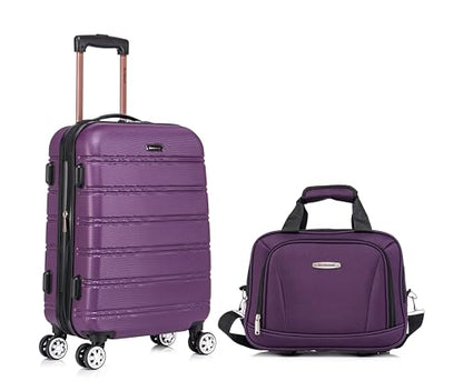 Rockland Melbourne Hardside 2 Piece Expandable Spinner Wheel Luggage Set, Carry-On 20" and Tote 14", Purple - color: Purple, size: 2 Piece (20"/14" Tote)