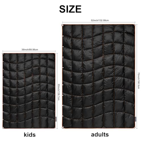 Camping Blanket Puffy Camp Blanket Mini Outdoor Blanket - color: Black, size: 39"x55"