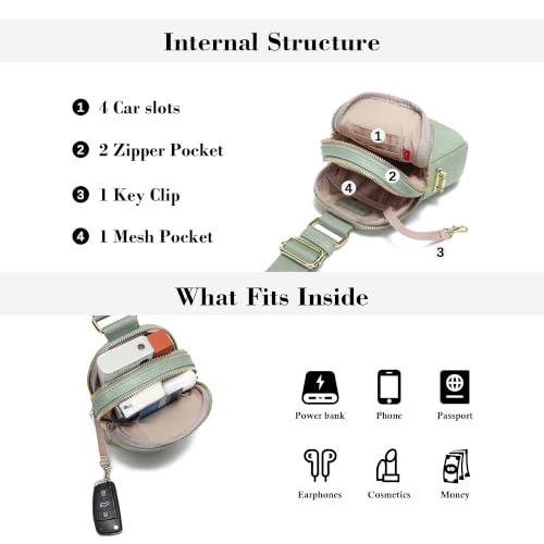 INICAT Anti Theft Crossbody Bag for Women, Small Sling Purse - color: Sage Green, size: Small