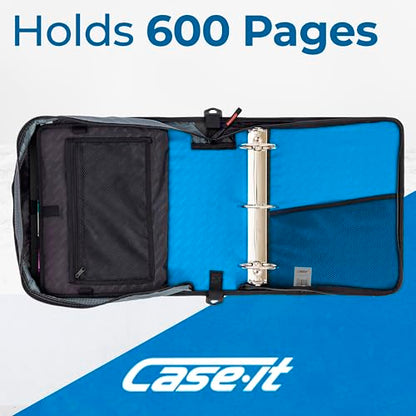 Case-it School Zipper Binder | 3" O-Rings | 600-Sheet | D-146 Denim Blue - color: D Denim Blue, size: 1 Pack