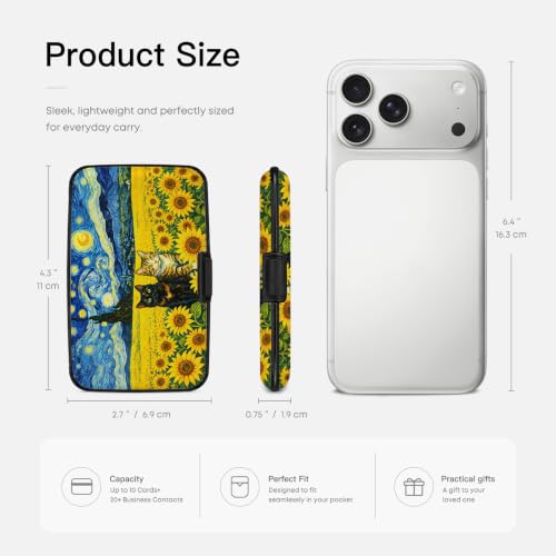 Credit Card Holder RFID Aluminum card case Cat Flowers mini Wallet Women