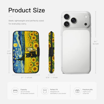 Credit Card Holder RFID Aluminum card case Cat Flowers mini Wallet Women