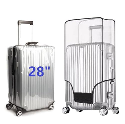 Clear PVC Suitcase Cover Protectors Transparent Luggage Cover Waterproof Wheeled Suitcase Dust Covers Dustproof Travel Luggage Sleeve Protector (28") - size: 28"