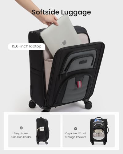 LOVEVOOK Carry On Luggage 22x14x9 - Airline Approved Spinner Suitcase - color: Black-Purple, size: Medium-22 inch