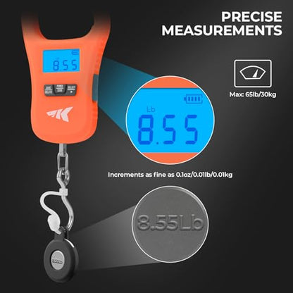 KastKing ToughTide USB Charging Fish Scale with Lip Gripper, Orange Combo - color: Orange