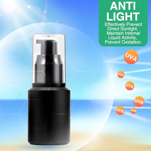 3PCS 30ML/1OZ Empty Black Frosted Glass Bottles with Pump for Cream - color: Black, size: 1 Ounce
