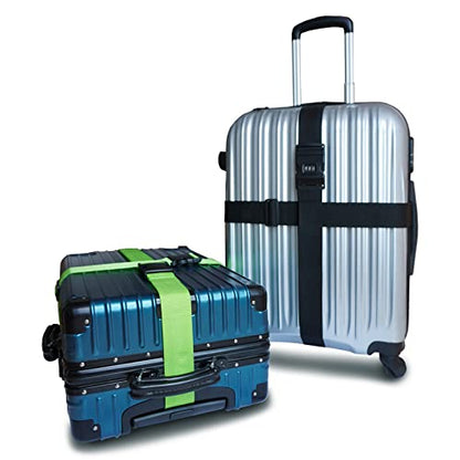 2 PCS Luggage Strap 78" x 2" Suitcase Belts Wide Adjustable Packing Straps Travel Accessories, Black&Combination Lock - color: 2pcs Black Lock