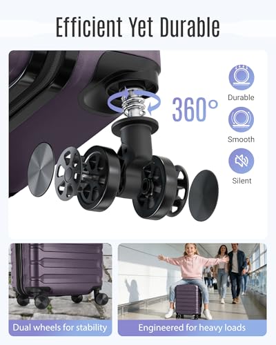 LIGHT FLIGHT Carry On Luggage 22x14x9 Suitcases with Wheels,Lilac Purple - color: Lilac Purple