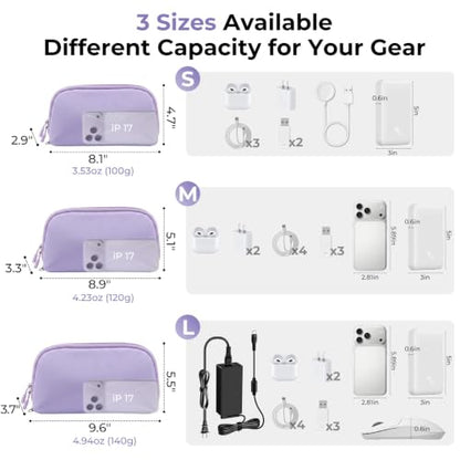 FYY Travel Cable Organizer - 8 Compartments, Lightweight, Water Repellent - color: Purple, size: (S) 8.1"× 4.7"× 2.9"