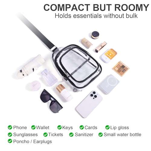 Clear Sling Bag for Stadium Events, Stadium & Concert Approved Crossbody - color: Black-1