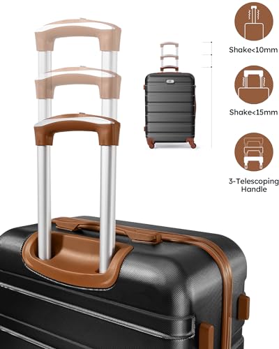 Suitour Luggage 3 Piece Sets Hard Shell Luggage Set with Spinner Wheels, TSA Lock, 20 24 28 inch Travel Suitcase Sets (Black Brown) - color: Black Brown, size: 3-Piece Set (20/24/28)