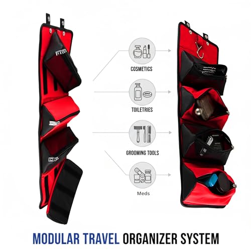 Compact Leatherette Travel Case for Men & Women, Red/Black - color: Red / Black