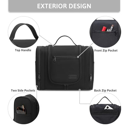 Pearl Angeli Hanging Travel Toiletry Bag for Women, Large Makeup Organizer - color: Black
