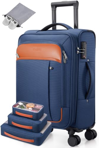 Softside Expandable Carry On Luggage, 20in Carry on Suitcase with Wheels - color: Blue