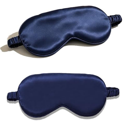 Silk Sleep Mask Dark Blue Adjustable Elastic Band Blackout for Traveling Multicolor Options Comfortable Breathable (Navy Blue) Single Pack - color: Navy