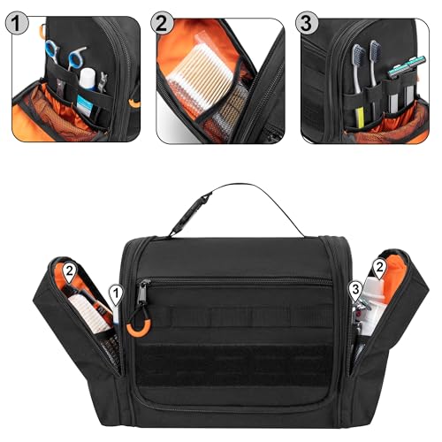 Tactical Toiletry Bag for Men, Large Hanging Dopp Kit Hygiene Bag - color: Black