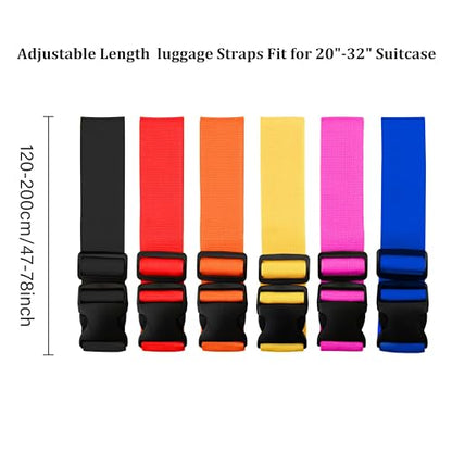 2 Pack Suitcase Straps, Bright Color Adjustable Luggage Belts, TSA Approved (Black) - color: Black