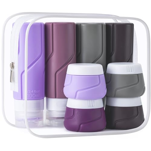 15 Pack Travel Bottles for Toiletries,Silicone Toiletry Containers, Purple - color: Purple