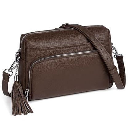 befen Genuine Leather Crossbody Bags for Women Leather Wallet Travel Purse - color: Coffee