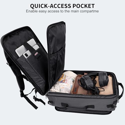WITZMAN Travel Backpack for Men 35L Carry-on Luggage Bag USB Charging Port - color: Silvery Grey