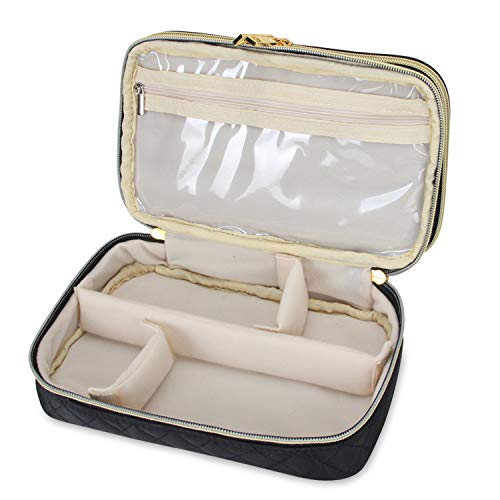 Teamoy Travel Jewelry Case Organizer Storage Box for Women, Quilted Black - color: Black Quilted