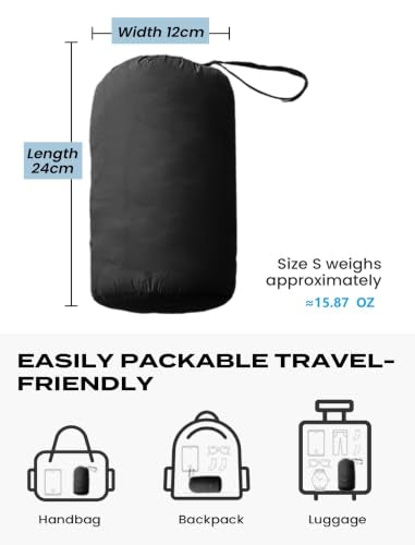 Packable Down Jacket Women Lightweight Quilted Puffer Coat Hooded Travel - color: Black, size: Large