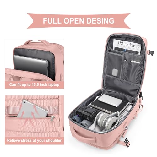 coowoz Carry On Backpack Women Men Travel Backpack Airline Approved Laptop Backpack Sport Rucksack - color: B-pink