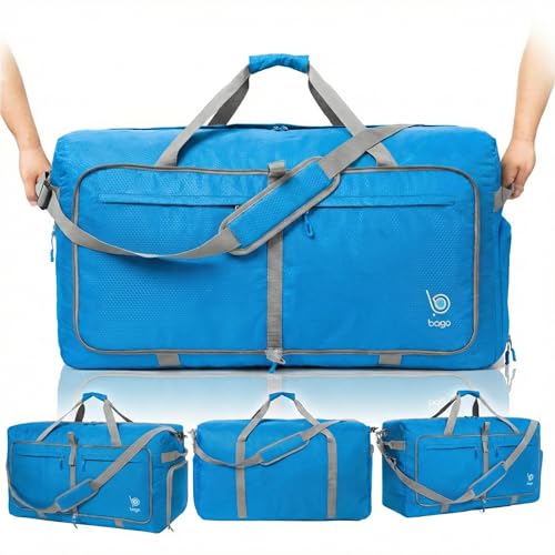 Bago Travel Duffle Bag for Women & Men. Extra Large Foldable Duffel Bags - color: Blue, size: 120L