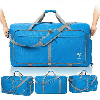 Bago Travel Duffle Bag for Women & Men. Extra Large Foldable Duffel Bags - color: Blue, size: 120L