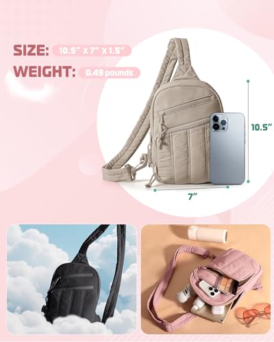 Smasrob Puffer Sling Bag for Women with RFID Blocking Pocket - color: Dark Pink