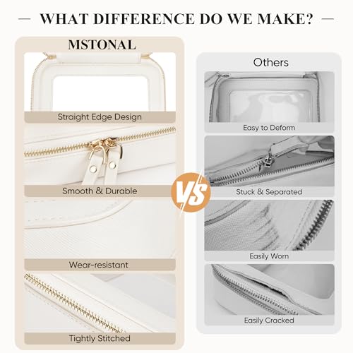 2 Pack Clear Makeup Bags, Cosmetic Pouch with Zipper,Medium & Mini - color: Ivory White, size: Mini+Medium