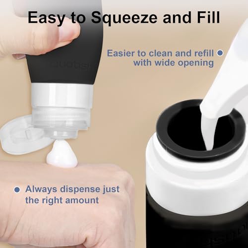 Quatish 15 Pack Travel Bottles Toiletries,Travel Size Containers,Black - color: Black