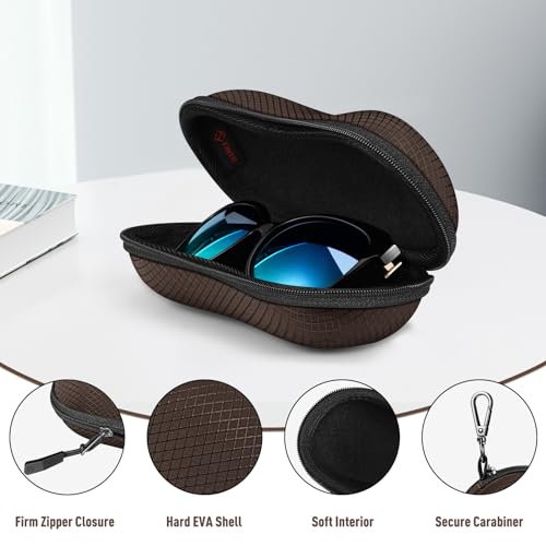 FINTIE Sunglasses Case, Hard EVA Shell Shockproof Sport Glasses Case - color: Brown