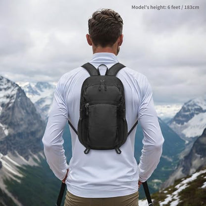 20L Small Hiking Backpack for Women Men Packable Daypack Black - color: Black, size: 20L
