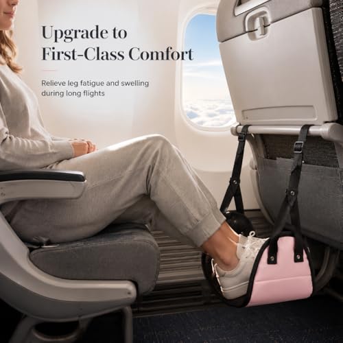 Airplane Foot Rest Hammock Adjustable Leg Sling with Storage Bag Portable Folding Travel Foot Hammock for Airplane Flights and Under Desk, Black, Navy Blue, 1 Pack - color: Navy Blue