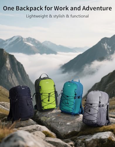 ECOHUB Small Hiking Backpack for Men Women, 20L Lightweight Travel Backpacks Water Resistant Camping Cycling Hiking Daypack - color: Grey