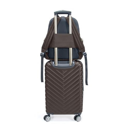 Kenneth Cole REACTION Madison Square Lightweight Hardside Chevron Expandable Spinner Luggage, Chocolate Brown, 2-Piece (20" Carry On + Sophie Backpack) - color: Chocolate Brown, size: 2-Piece (20" Carry On + Sophie Backpack)