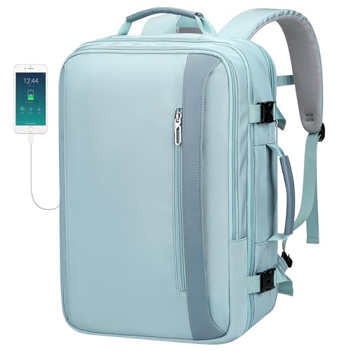 PIJUSHI Travel Backpack, TSA Carry On Bag Flight Approved, Fits 16" Laptop - color: Blue