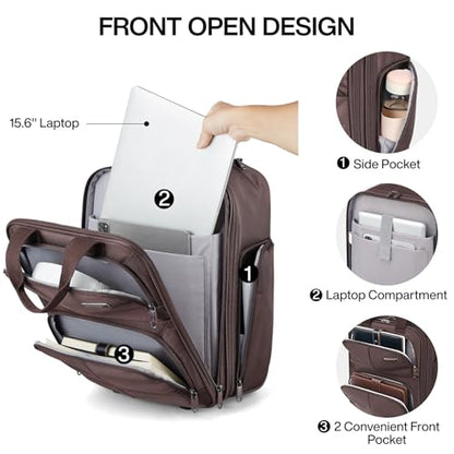 Hanke 16 Inch Underseat Carry On Luggage with 2 Wheels Airline Approved - color: Coffee, size: 16 Inch