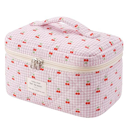 uekeboag Large Travel Quilted Makeup Bag for Women - color: 1Pc Checker Cherry