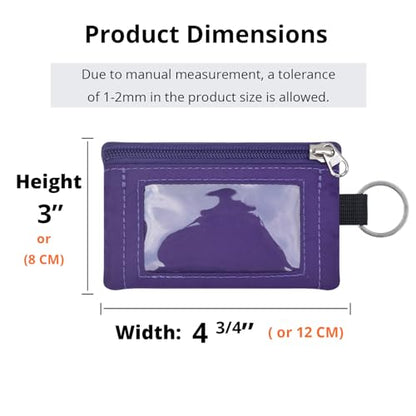 RFID 차단 여행용 지갑, 조절 가능한 랜야드 포함, 작은 나일론 지퍼 파우치 및 신분증, 신용 카드, 현금, 열쇠, 통근자용 배지 홀더, 딥 퍼플, 끈이 달린 RFID 차단 여행용 지갑 - color: 딥 퍼플