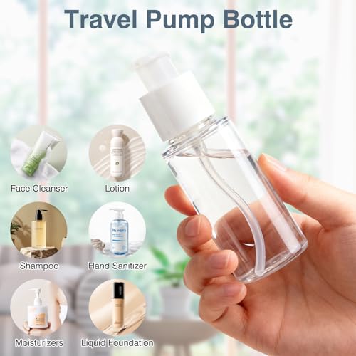 Boenoea Small Pump Bottle 3.4oz/100ml Travel Cosmetic CreamPump Bottles Empty Pump Dispenser for Shampoo Lotion and Cream 2 Pack Clear - size: 3.4oz-2Pack