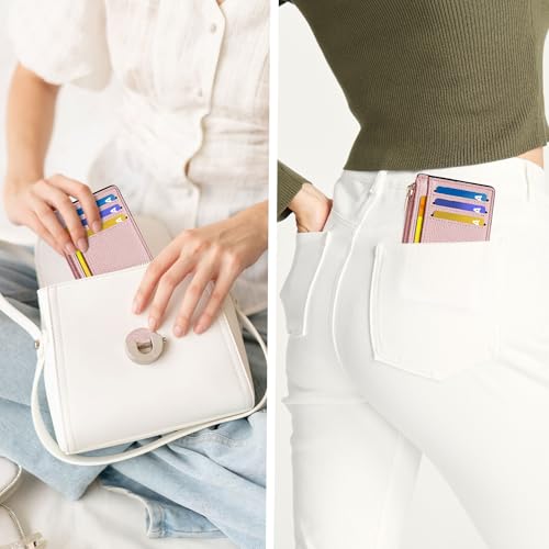 Tipmile Womens Credit Card Holder Wallet, Small Slim RFID Blocking Sleeve - color: Dusty Pink