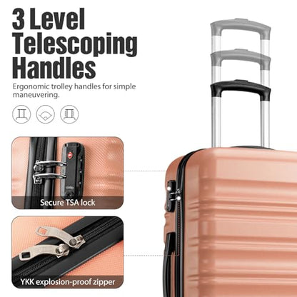 LONG VACATION Luggage Sets, 6 Piece, Hardshell Suitcase with Spinner Wheels - color: PINK, size: 6-Piece Set